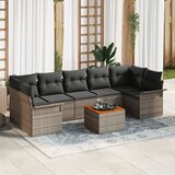 vidaXL 8-delni vrtni sedežni set z blazinami Siva Poli Ratan Acacia Cene