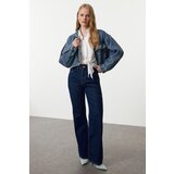 Trendyol Dark Blue High Waist Wide Leg Jeans Cene