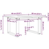 vidaXL Klubska mizica O okvir 60x60x40 cm trdna borovina lito železo | Shoptok.si