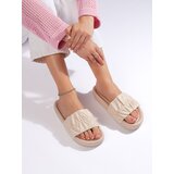 Shelvt Light beige ruffled women's flip-flops | Shoptok.si