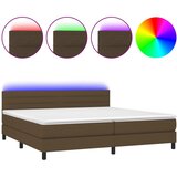  Krevet box spring s madracem LED tamnosmeđi 200x200 cm tkanina | shoptok.hr