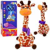 Lean Toys Interaktivna pli&amp;scaron;asta žirafa ple&amp;scaron;e, poje, ponavlja, rjava, 30 cm Slike