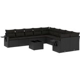 vidaXL 11-dijelni set vrtnih sofa od poliratana s jastucima crni | shoptok.hr