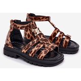 Boto Girls Gladiator Sandals With Gold Detail Panther Print Vesira | ePonuda.com