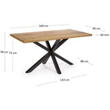 Kave Home Jedilna miza z mizno ploščo v hrastovem dekorju 90x160 cm Argo – | Shoptok.si