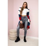 Kesi Three-color striped sweater ecru+jeans+red | ePonuda.com