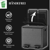  2 x 15 L dvostruke kante za otpad otvaranje na pedalu lako se čiste nehrđajući čelik plastika crna | shoptok.hr