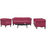 vidaXL 3-dijelni set sofa crvena boja vina baršunasti | shoptok.hr