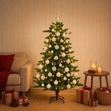  Umjetno božićno drvce s kuglicama 120 cm 150 LED lampica - 120 cm s LED žaruljama i bijelim kuglicama | shoptok.hr