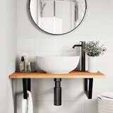  Zidna polica za umivaonik od čelika i masivnog bagremovog drva Smeđa 100 x 50 x 2 cm | shoptok.hr