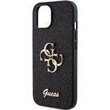 Guess GUHCP15SHG4SGK silikonski ovitek za iPhone 15 - črn z bleščicami in zlatim logom | Shoptok.si