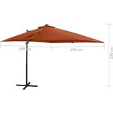  Konzolni suncobran sa šipkom i LED svjetlima 250 cm terakota | shoptok.hr