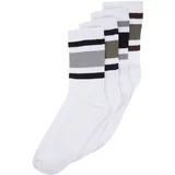 Trendyol Men's White Cotton 4-Pack Striped Crewneck Socks