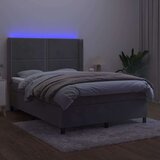  Krevet box spring s madracem LED svjetlosivi 140x200 cm baršun | shoptok.hr