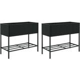  Vrtne sadilice s policom 2 kom crne 90 x 40 x 75 cm poliratan | shoptok.hr