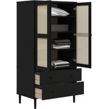  Komoda SENJA crna izgled ratana 90x55x175 cm masivna borovina | shoptok.hr