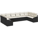 vidaXL 10-delni vrtni kavč set s blazinami Črn poli ratan, (22090662) | Shoptok.si