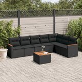 8-dijelni set vrtnih sofa od poliratana s jastucima crni | shoptok.hr