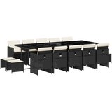  The Living Store Vrtna jedilna garnitura 15-delna z blazinami črn poli ratan - Vrtna Jedilna Garnitura, (21451588) | Shoptok.si