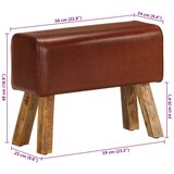 vidaXL Telovadna klop 58 cm rjava pravo usnje in trden mangov les | Shoptok.si