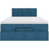 vidaXL Otomanski posteljni okvir z vzmetnico moder 120x200 cm žamet | Shoptok.si