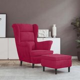  Fotelja s krilnim naslonom i tabureom boja vina baršunasta | shoptok.hr