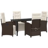 vidaXL set za blagovanje u vrtu s 5 dijelova s jastučićima smeđi poli ratan, vrtni stol crni 140x80x73 cm staklo s temperaturom Cijene