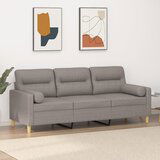 vidaXL Kavč trosed z okrasnimi blazinami taupe 180 cm blago Cene