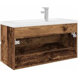  Ormarić za sudoper ugradbenim umivaonikom i slavinom Staro drvo Smeđa 90 x 38.5 x 45 cm | Shoptok.si