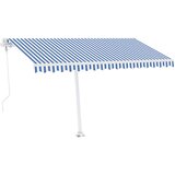 vidaXL Avtomatska tenda LED + senzor 400x300 cm modra in bela, (20965993) | Shoptok.si
