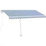 vidaXL Avtomatska tenda LED + senzor 400x300 cm modra in bela, (20965993)