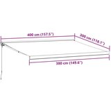 Tenda na uvlačenje antracit-bijela 4x3 m od tkanine i aluminija | shoptok.hr