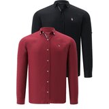 Dewberry DUAL SET G674 MENS SHIRT-BLACK-BURGUNDY | shoptok.hr
