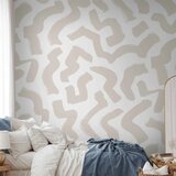 Foto tapeta - Abstract composition - beige patterns in shapes on a white background 150x105 Standard | shoptok.hr