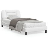 vidaXL Posteljni okvir z LED lučkami bel 90x200 cm umetno usnje Cene