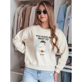 DStreet Bluza damska oversize z nadrukiem GOOSHY ecru | shoptok.hr