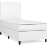Krevet s oprugama i madracem bijeli 90 x 190 cm od umjetne kože | shoptok.hr
