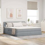 vidaXL Krevet S LED lampica Svijetlo siva 180 x 200 cm tkanina | shoptok.hr