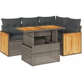 vidaXL Vrtna sedežna garnitura 5-delna z blazinami poli ratan/akacija, (21782940) | Shoptok.si