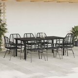  Vrtni blagovaonski set od 9 dijelova, crni, poliratan, staklo | Eponuda.com