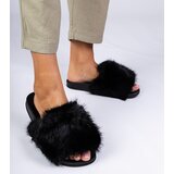 D/CEO marka niezdefiniowana Black fur slides Manny | Shoptok.si