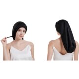 INF dolga satenasta spalna kapa za ženske, mehka svilnata nočna kapa za dolge lase black, (21542504) | Shoptok.si
