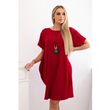 Kesi Women's dress with pockets and pendant - burgundy cene