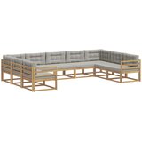  Set vanjskih sofa s jastukom 9 pcs Bijela i svjetlosiva | shoptok.hr