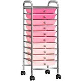  Pokretna kolica za pohranu s 10 ladica ombre roza plastična | shoptok.hr