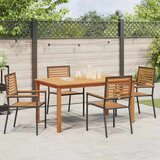  Vrtni set za objed 5 kom. Crna Čvrsto drvo akacije 150 x 90 x 74 cm | Shoptok.si