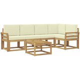vidaXL Zunanja garnitura za sedenje z blazino 6 pcs Bela in krem, (5000281528) | Shoptok.si