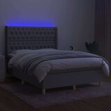  Box spring postelja z vzmetnico LED sv. siva 140x200 cm blago, (20726621) | Shoptok.si