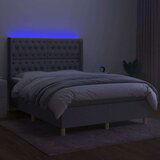  Krevet box spring s madracem LED svjetlosivi 140x200 cm tkanina | shoptok.hr