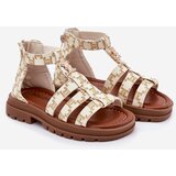 Boto Girls Gladiator Sandals With Gold Detail Beige Vesira | Shoptok.si
